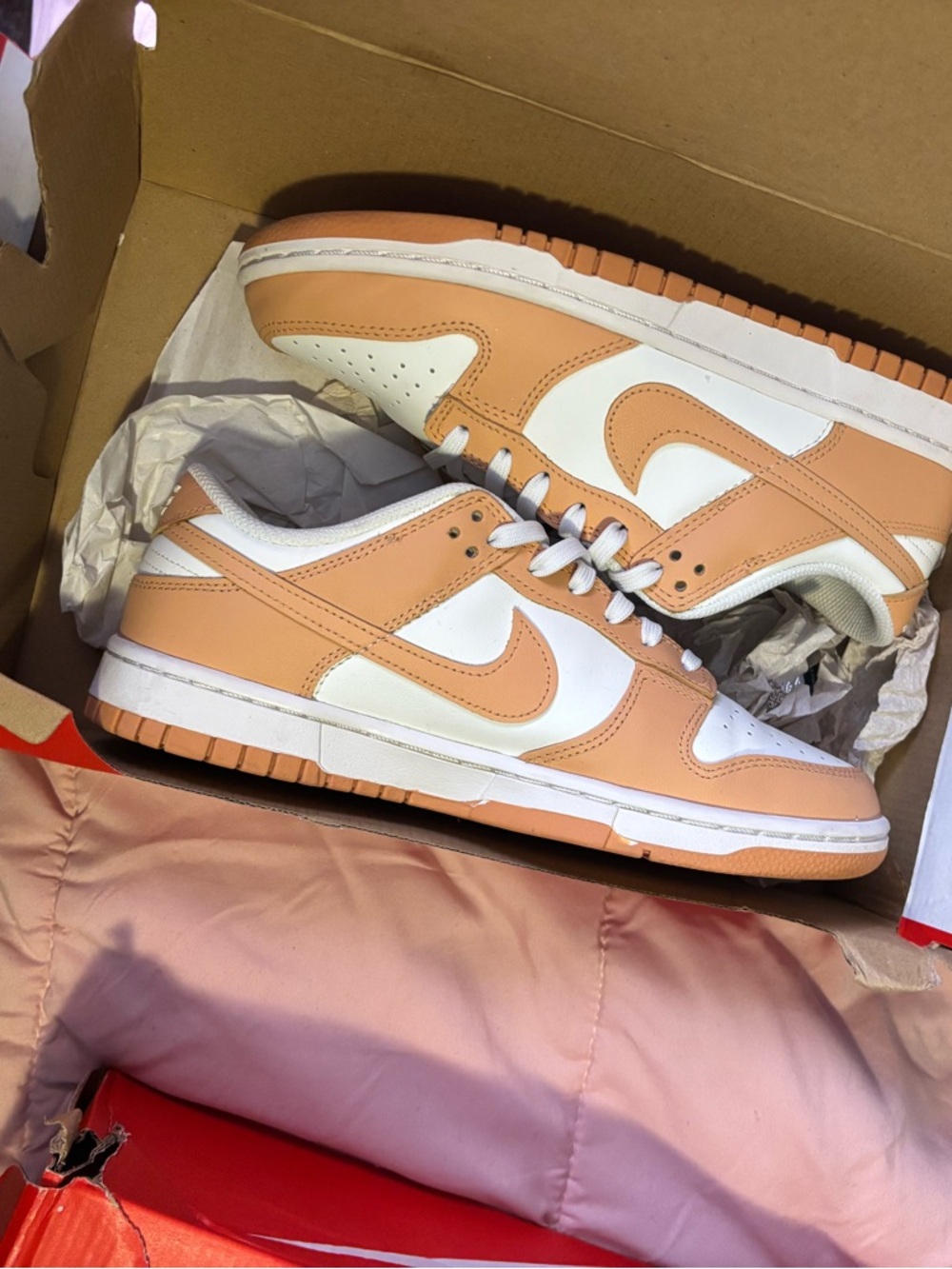 Nike Dunk Low Peach and White Leather Sneakers